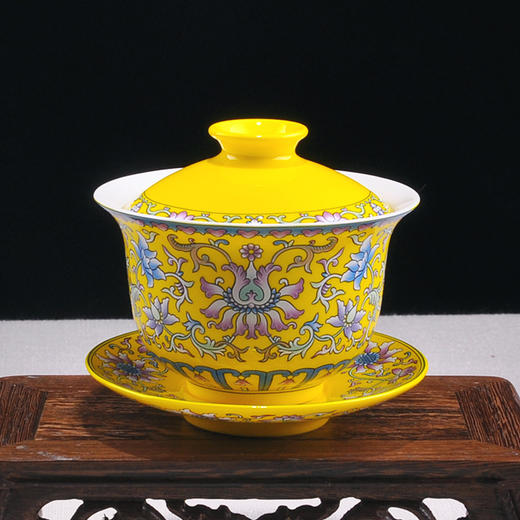 【湘瓷】功夫茶具《缠枝纹》黄 商品图3