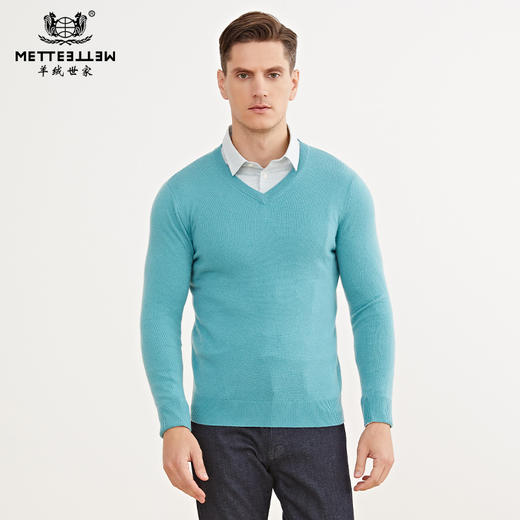 METTE羊绒世家早春新品男V领100%山羊绒衫青年内搭针织保暖毛衣 商品图0