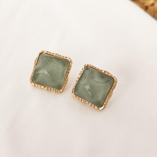 【S925银针系列】多色方形耳钉 商品图3