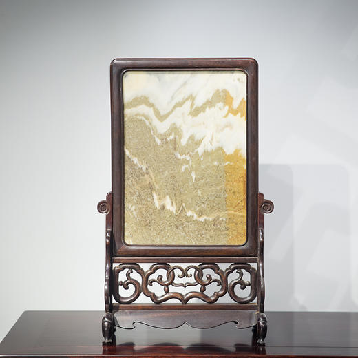 清代 红木镶云石云纹插屏 商品图0