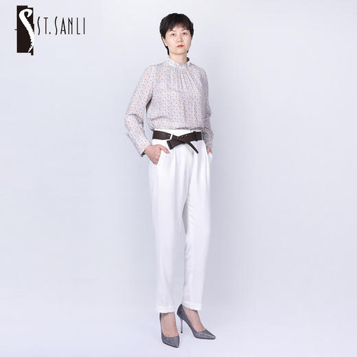 圣三利女装  气质优雅半高领碎花衬衫SL121E01 商品图0