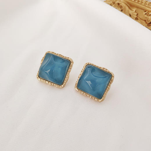 【S925银针系列】多色方形耳钉 商品图5