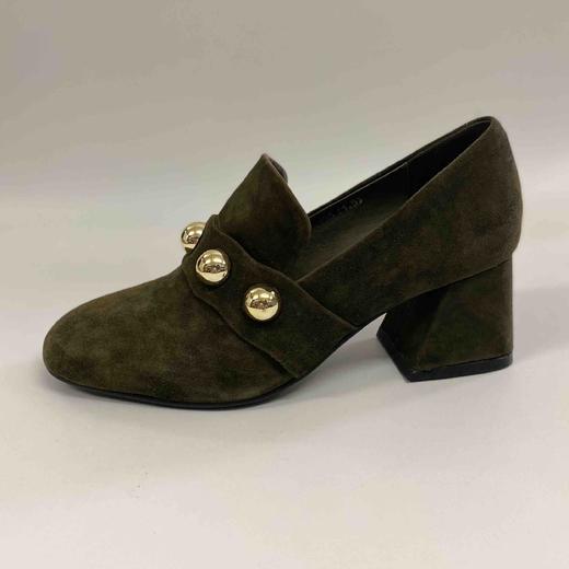 SA-LINK 欧美时尚百搭磨砂羊反绒真皮浅口方头粗跟单鞋 商品图1