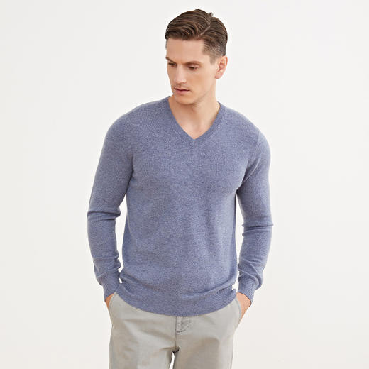 METTE羊绒世家早春新品男V领100%山羊绒衫青年内搭针织保暖毛衣 商品图7
