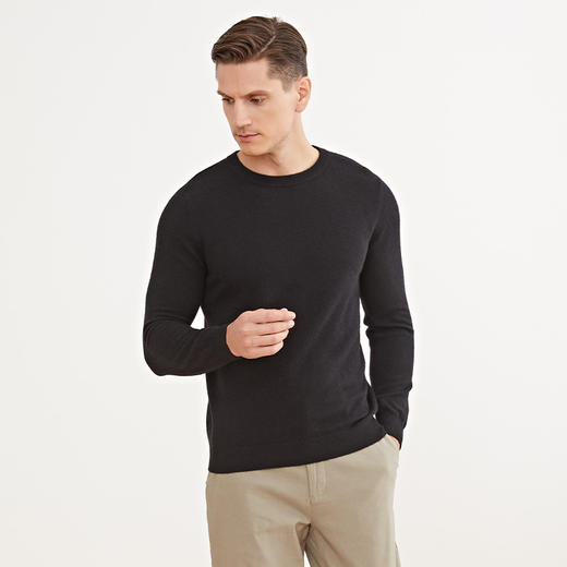 METTE羊绒世家早春新品男士100%羊绒衫纯色圆领内搭针织保暖毛衣 商品图2