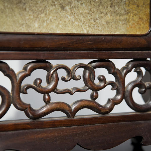 清代 红木镶云石云纹插屏 商品图3