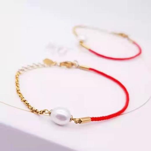 三生石珍珠吉祥红绳手链 商品图7