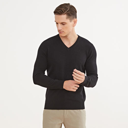 METTE羊绒世家早春新品男V领100%山羊绒衫青年内搭针织保暖毛衣 商品图3