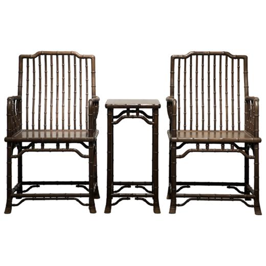 清代 红木竹节工梳背椅（两椅一几） 商品图5