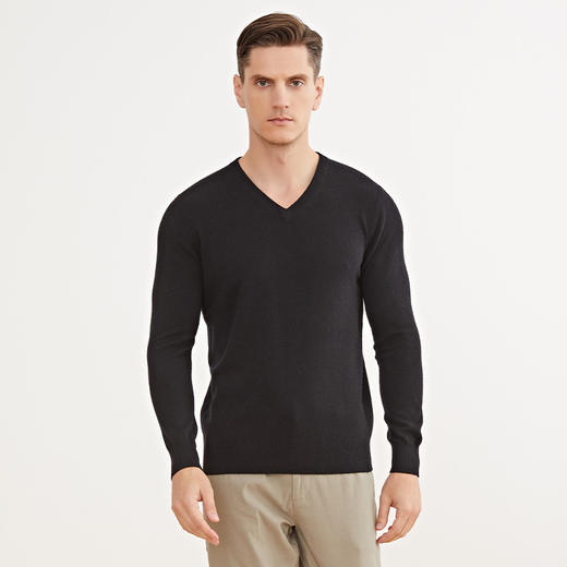 METTE羊绒世家早春新品男V领100%山羊绒衫青年内搭针织保暖毛衣 商品图6
