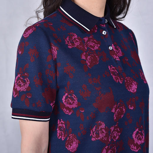 圣三利女装 弹力针织提花罗纹领运动风Polo连衣裙SL121L02 商品图3