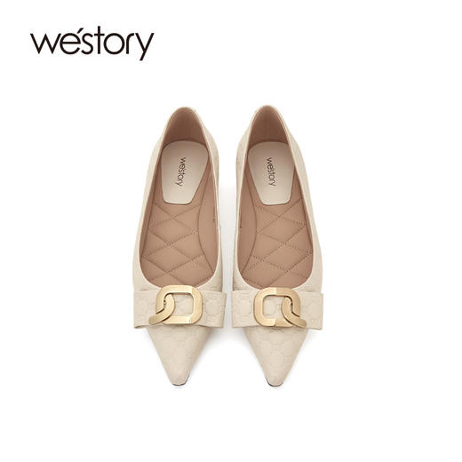 westory女鞋2021春季新款牛皮尖头一脚蹬豆豆鞋奶奶鞋W21AE52571 商品图3