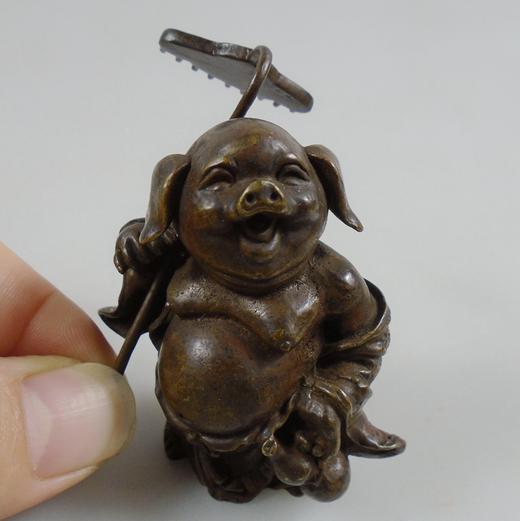 【文玩创意】纯铜猪司令创意茶玩茶宠手办盖置摆件精品（陆续更新中） 商品图2