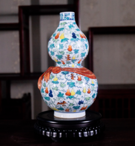 斗彩福禄万代葫芦瓶