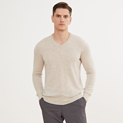 METTE羊绒世家早春新品男V领100%山羊绒衫青年内搭针织保暖毛衣 商品图1