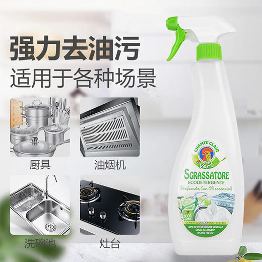 CHANTECLAIR 大公鸡管家 多功能油污净(植物清香) 厨房清洁去油污剂 (意大利进口) 625ml 商品图1