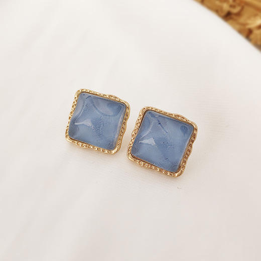【S925银针系列】多色方形耳钉 商品图4