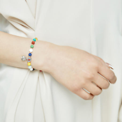 多宝手串‧银福袋五彩金刚结 足银配天然宝石珍珠幸运编绳醍醐原创 商品图1