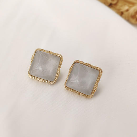 【S925银针系列】多色方形耳钉 商品图2