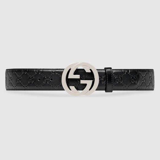 【三】GUCCI 古驰 男士 G 搭扣 GG Supreme皮革腰带 黑色 411924 CWC1N 1000 商品图0