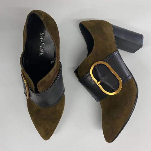 AS-LINK 萨琳X204翻毛复古粗跟女鞋 商品图5