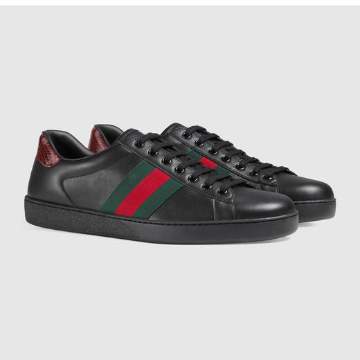 【一】GUCCI 古驰 Ace系列红尾男士休闲鞋 黑色 386750 02JR0 1078 商品图1