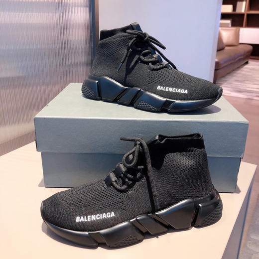 BALENCIAGA巴黎世家袜子鞋-全黑色系带 商品图7