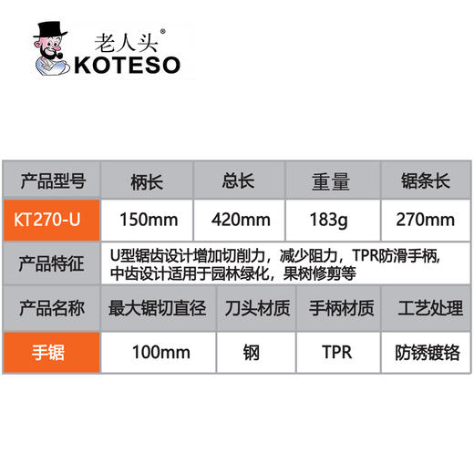 KT270-U 270mmU型中齿锯 商品图1