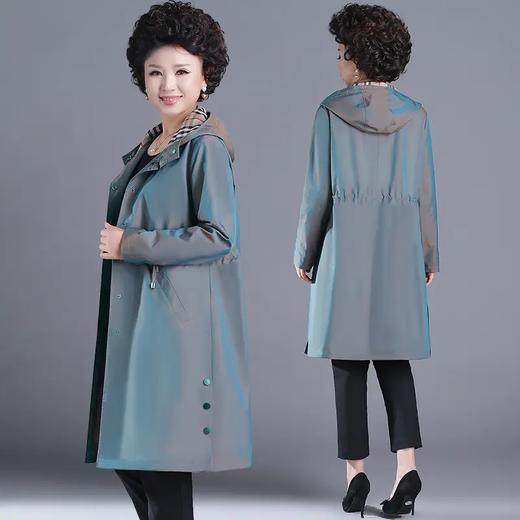 JCG-635春秋新品大码洋气新款中老年春秋外套薄女中长款风衣 商品图2