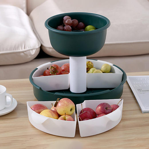 【旋转火锅九宫格】厨房菜盘蔬菜水果拼盘 家用塑料洗菜盆沥水篮水果盘餐具套装 商品图2