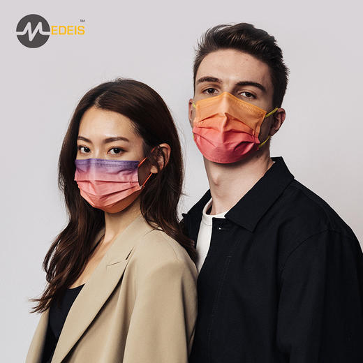 【云优选】平面款【高颜值口罩】MEDIES 口罩  3层立体透气混搭/耳挂彩虹纯色/渐变色/潮色 3-5天发 商品图1