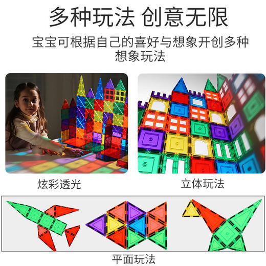 Playmags彩窗磁力片经典款150片磁性拼搭积木【磁力积木】【Playmags】 商品图1