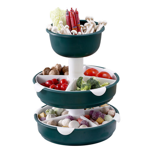 【旋转火锅九宫格】厨房菜盘蔬菜水果拼盘 家用塑料洗菜盆沥水篮水果盘餐具套装 商品图4