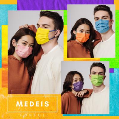 平面款【高颜值口罩】MEDIES香港明星SASA同款口罩  3层立体透气混搭/耳挂彩虹纯色/渐变色/潮色 商品图0