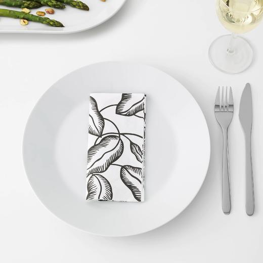 IKEA 宜家 AVSIKTLIG 阿西利 餐巾纸 白色 黑色 叶 33x33 厘米 商品图2