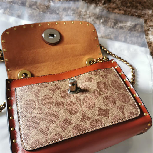 Coach parker18cm 黑皮/啡花 商品图7