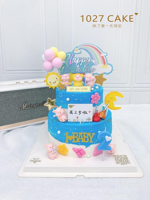 1027CAKE |   蓝色色系  猪猪蛋糕 超级可爱  双层 商品图0