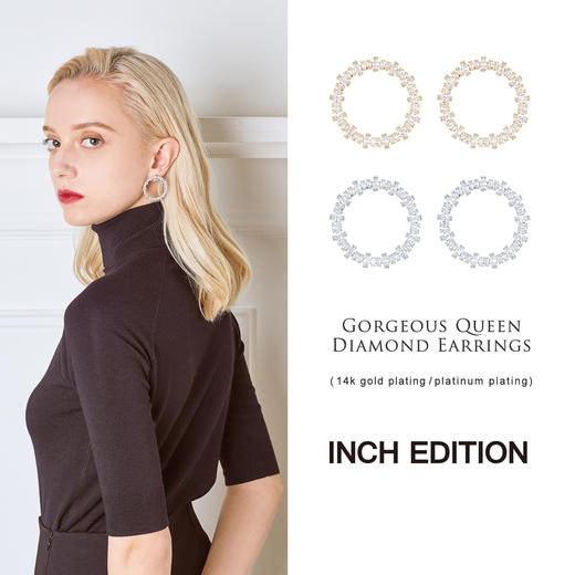 INBA049 天真有邪-气场女王 奢华镶钻圈圈耳钉耳环｜INCH EDITION 璀璨星河系列 商品图3