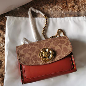 Coach parker18cm 啡花/棕皮