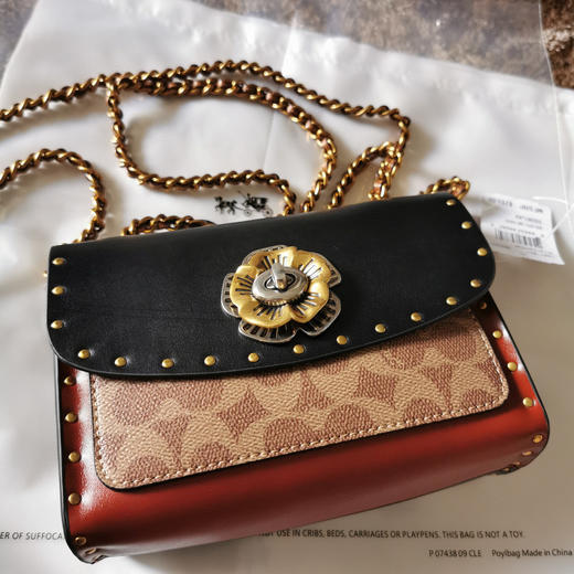 Coach parker18cm 黑皮/啡花 商品图0