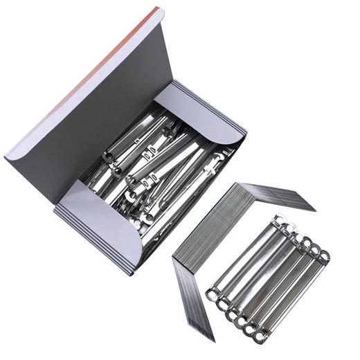 彩色塑料装订夹条 彩色装订压条 间距80mm 装订夹50只/盒金属装订夹80mm铁质打孔夹条五金两孔夹扣铁质装订夹 50个/盒 商品图2