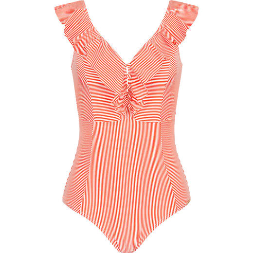 sisia泳衣女2020新款性感遮肚显瘦纯欲泳衣les粉色条纹连体泳衣 商品图4