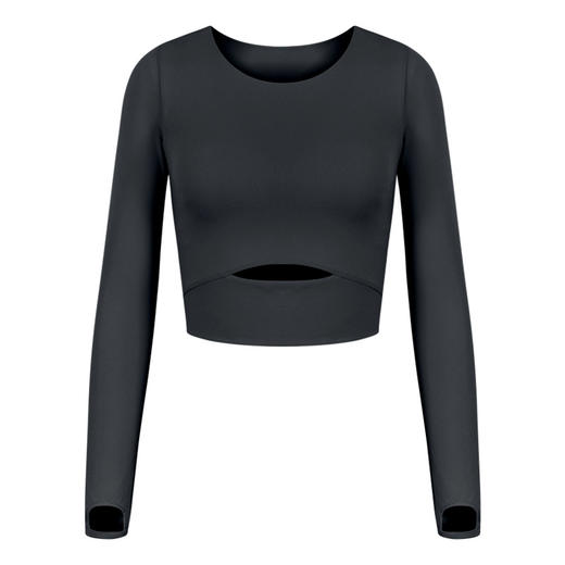 sisia瑜伽服女秋冬修身长袖t恤运动跑步健身服纯色时尚紧身上衣 商品图4