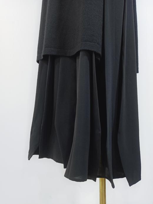 OFFiNG 羊绒拼接百褶雪纺连衣裙 - 黑色 商品图7