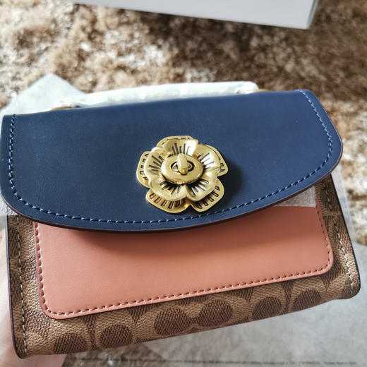 Coach parker18cm 蓝皮/啡花 商品图2