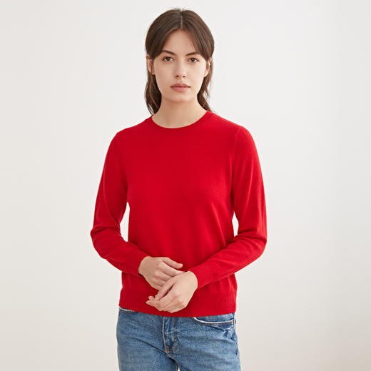 METTE羊绒世家21年早春新品女士100%山羊绒衫内搭圆领针织薄毛衣 商品图1