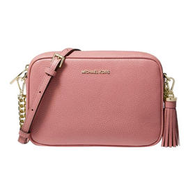 MICHAEL KORS 迈克·科尔斯 MK女包 皮革字母徽标拉链斜挎单肩包 粉色 32T8TF5M2L ROSE