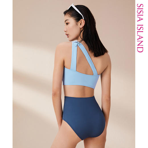 sisia2021年新款泳衣女泡温泉高腰遮肚显瘦仙女范分体式游泳衣ins 商品图4