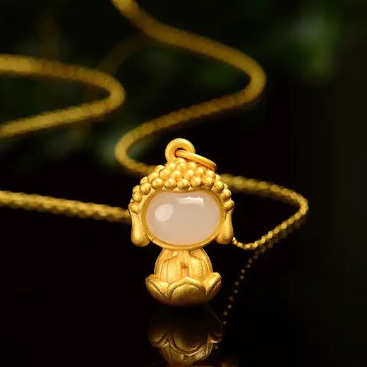 【品牌授权】宝宝佛-古法银镶玉吊坠（送S925银链） 商品图2