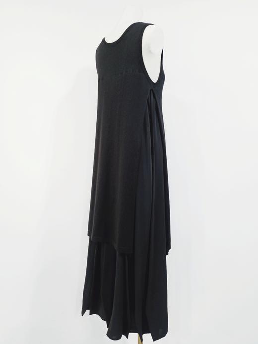 OFFiNG 羊绒拼接百褶雪纺连衣裙 - 黑色 商品图3